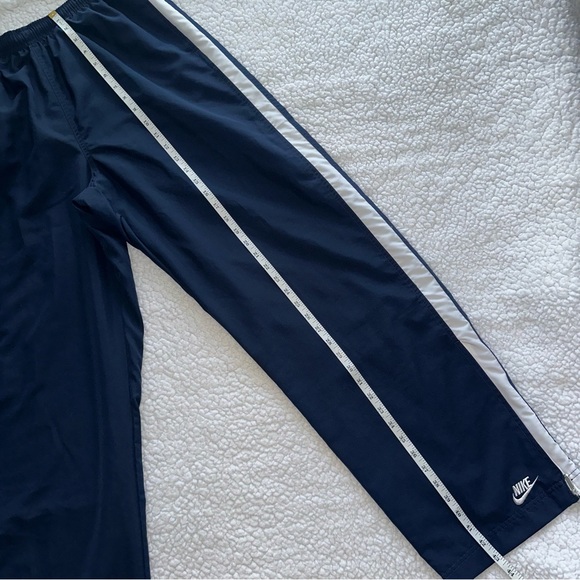 NIKE track pants ankle zipper navy white stripe drawstring elastic waist mens L - Picture 9 of 12
